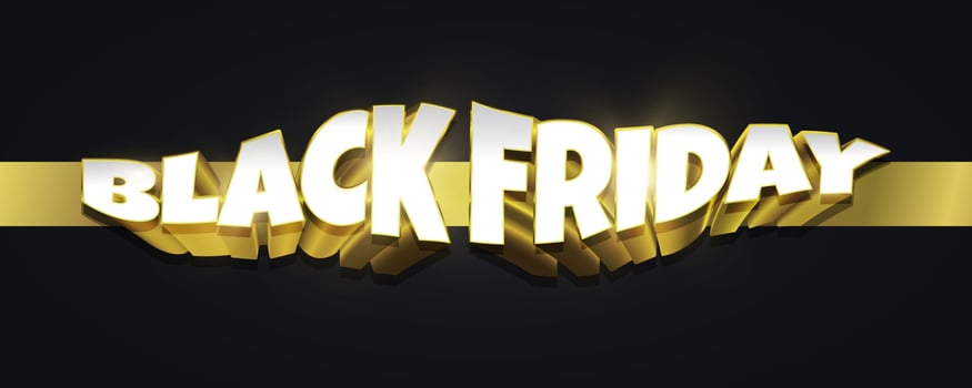 Black Friday Banner with 3D White and Gold Text on Black Background. Black Friday Logo. Advertising and Promotion Banner Design for Black Friday Campaign vector