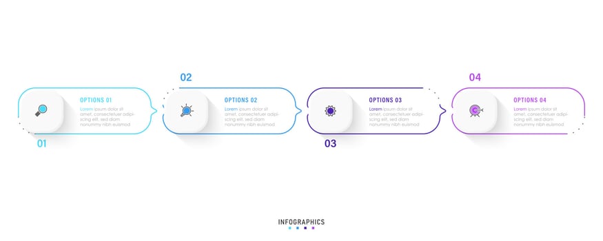 Vector Infographic label design template with icons and 4 options or steps. Can be used for process diagram, presentations, workflow layout, banner, flow chart, info graph.