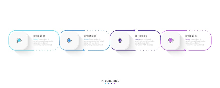 Vector Infographic label design template with icons and 4 options or steps. Can be used for process diagram, presentations, workflow layout, banner, flow chart, info graph.