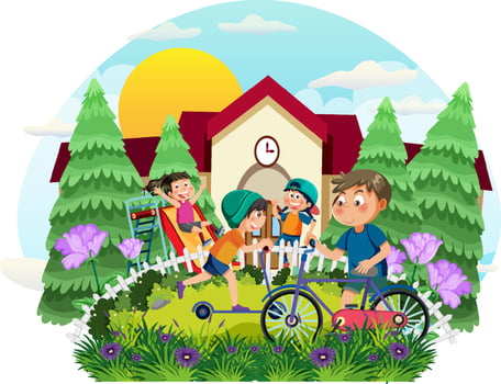 Children at the garden vector