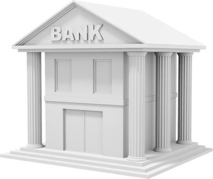 Bank office building is white. PNG icon on transparent background. 3D rendering.