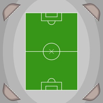 Football field design with minimalist style and stadium light ornaments. vector