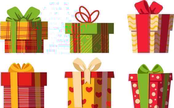 Vector set of different gift boxes.