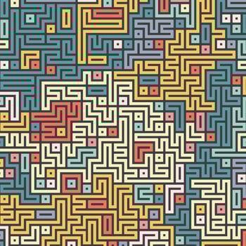 retro coloured maze style pattern background vector