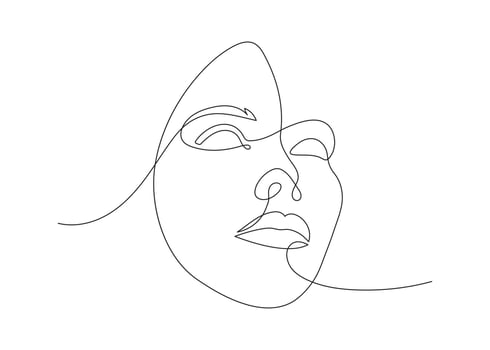 Single line hand drawn young woman portrait female beauty, minimalistic beautyfull girl face. Dynamic continuous one line graphic vector design. Black and white illustration