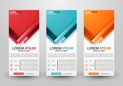 Three banners business with abstract background vector