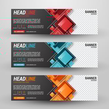 Three banners business with abstract background vector