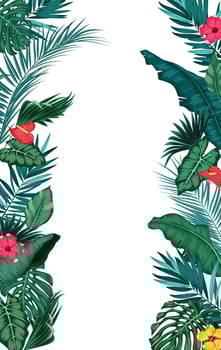 Tropical leaves isolated on white background vector