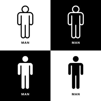 Man Sign Icon Cartoon. Male Toilet Symbol Vector Logo