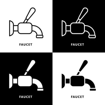 Faucet Icon Cartoon. Tap Water Symbol Vector Logo