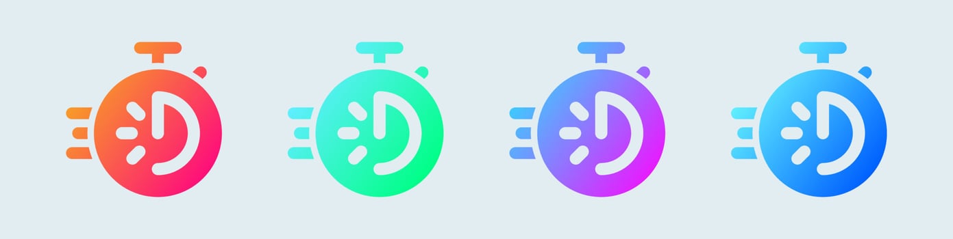 Stopwatch solid icon in gradient colors. Speed timer signs vector illustration.