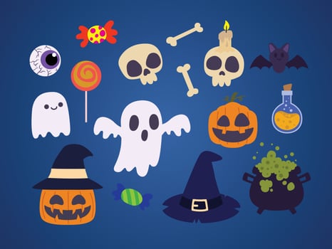 funny haunted spooky halloween element collection vector