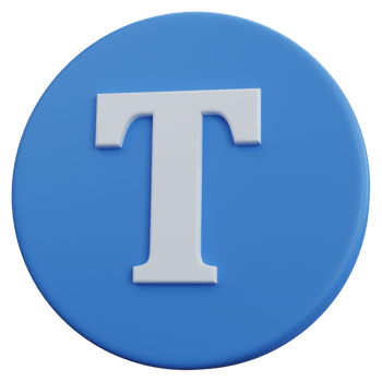 3d rendering letter T icon isolated png