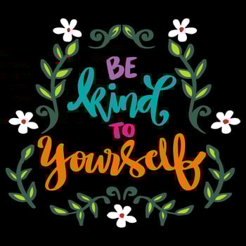 Be kind to yourself hand lettering. Poster quote. vector