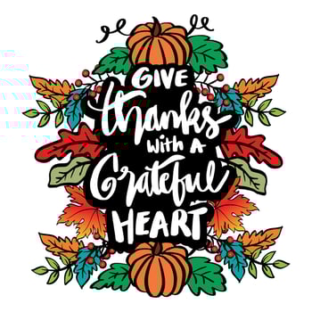 Give thanks with a grateful heart hand lettering. Poster quote. vector