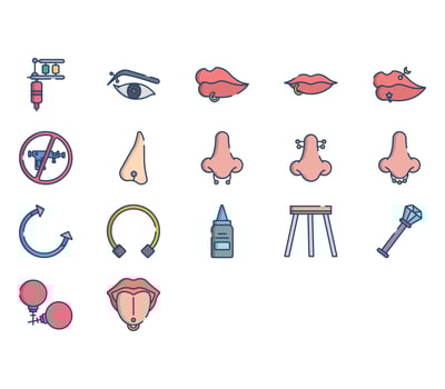 Piercing and jewellery icon set vector