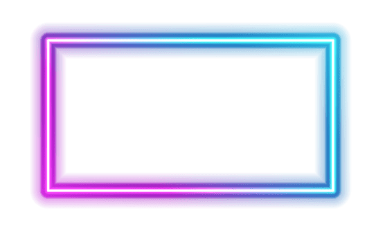 Neon frame, vibrant colored glowing neon frame with transparent background png