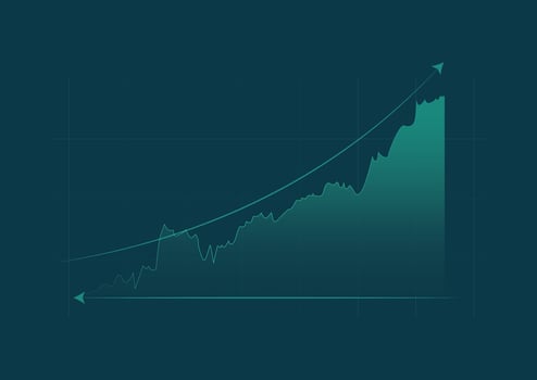 Line graph with uptrend arrow shows business growth profit vector
