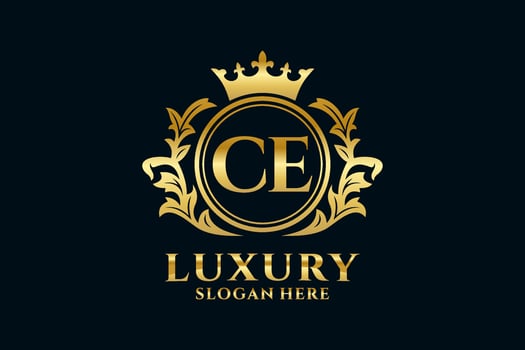 Initial CE Letter Royal Luxury Logo template in vector art for luxurious branding projects and other vector illustration.