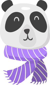 Hand Drawn cute panda and scarf illustration png