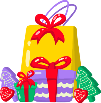 Hand Drawn Christmas gift boxes and shopping bags illustration png