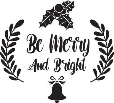 be merry and bright lettering and quote illustration png