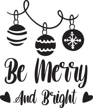 be merry and bright lettering and quote illustration png