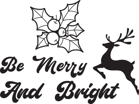 be merry and bright lettering and quote illustration png