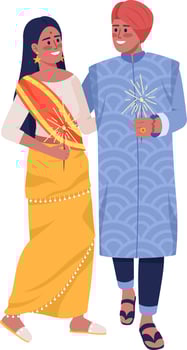 Young couple on holiday semi flat color vector characters
