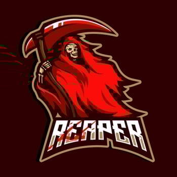 Reaper mascot logo design illustration vector isolated on dark background for team esport gaming