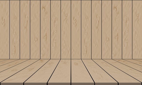 Brown wood blank room wall and floor stage background vector