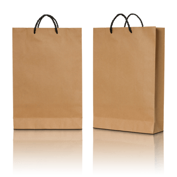 brown paper bag isolated with reflect floor for mockup png