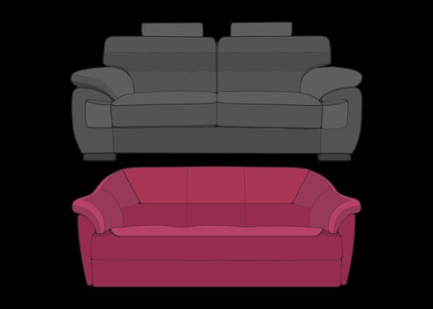 Sofa or couch color block illustrator. color block furniture for living room. Vector illustration.