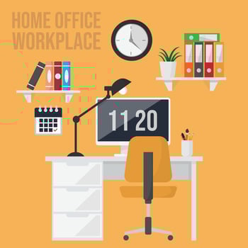 Home office workplace flat vector design