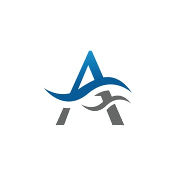 Initial letter A blue and grey color with waves logo vector