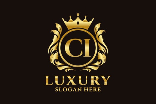 Initial CI Letter Royal Luxury Logo template in vector art for luxurious branding projects and other vector illustration.