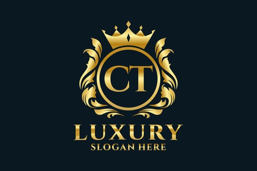 Initial CT Letter Royal Luxury Logo template in vector art for luxurious branding projects and other vector illustration.