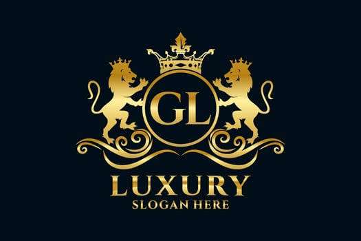 Initial GL Letter Lion Royal Luxury Logo template in vector art for luxurious branding projects and other vector illustration.