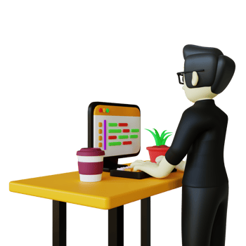 Stylized 3D Website Developer Character Illustration png