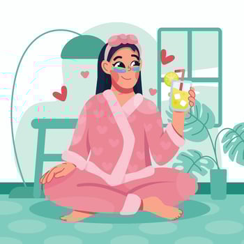 Woman in Self Care Activities vector