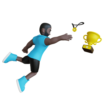 Stylized 3D Athlete Chasing Trophy png