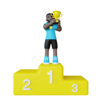 3D Championship Winner Athlete Standing on Podium png