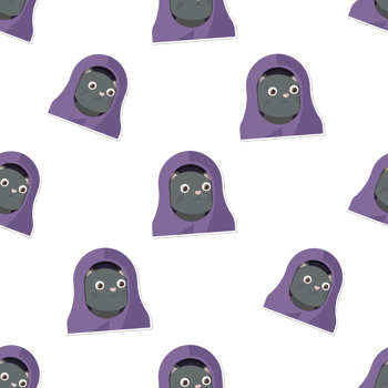 cat cartoon in Halloween seamless pattern png