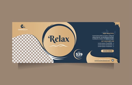 Horizontal design social media banner template for Facial Beauty Care Center promotion with modern color. Vector design concept of professional Beauty Clinic, hair spa, cosmetic sale, etc