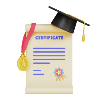 3d render graduate certificate with medal png