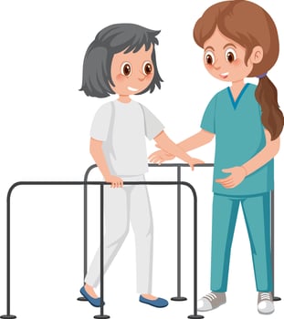 Nurse with patient cartoon character vector