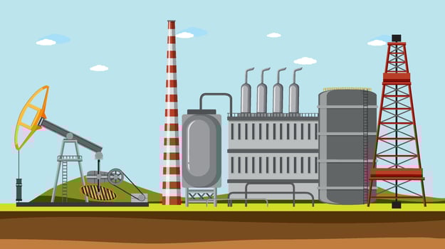 Oil industry factory cartoon design vector
