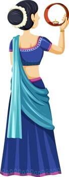 Indian woman in traditional clothing in Karva chauth festival theme vector