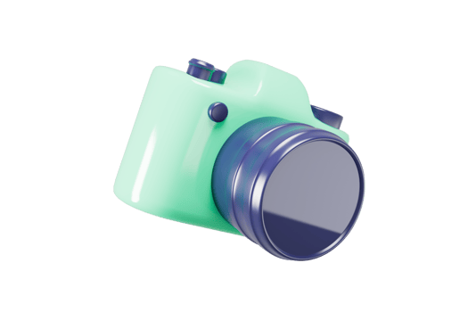Green and blue camera without background. High quality 3d illustration png