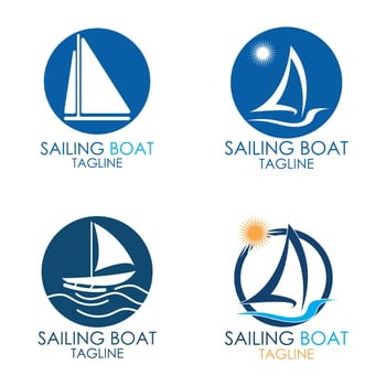 simple Sailing boat logo, Daily cruises, sea travel, vector logo-icon